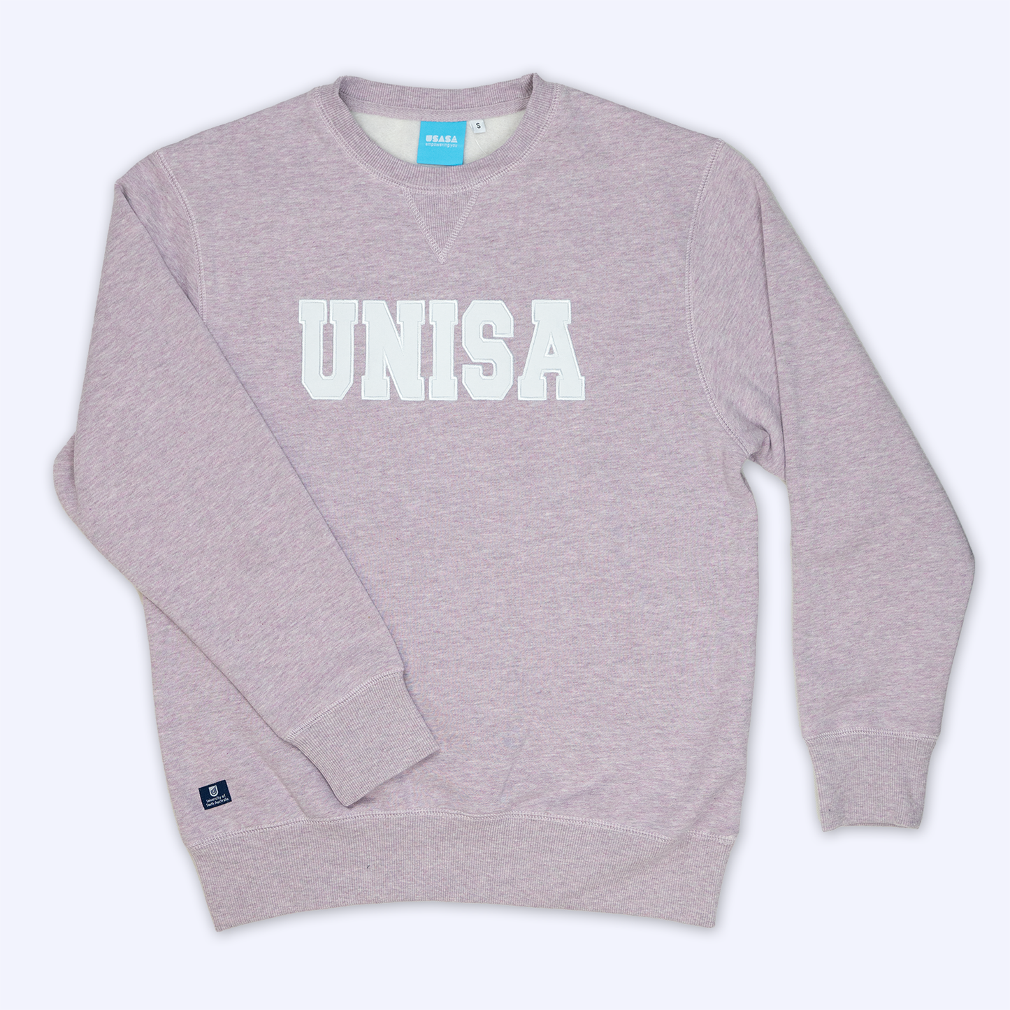 Crew Neck Jumper in Jacaranda- UNISA Block Logo