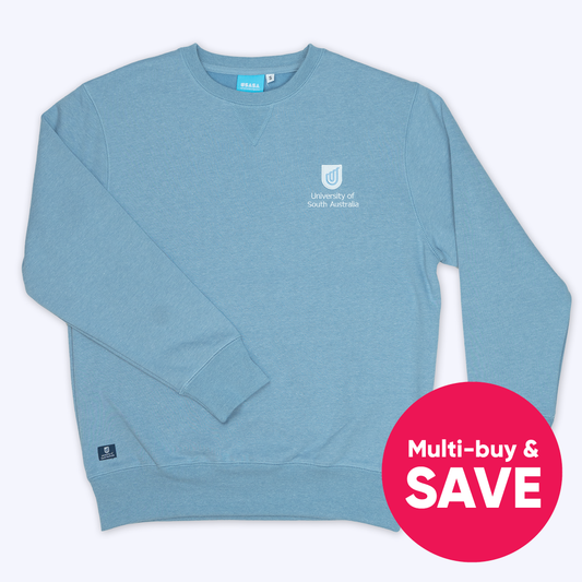 Crew Neck Jumper in Sky Blue- Traditional Logo