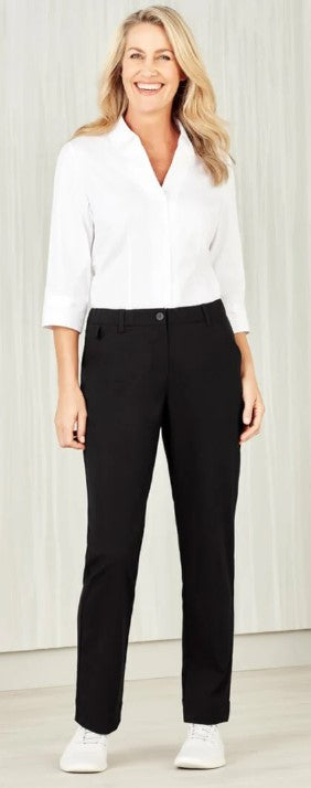 Women's Navy flat panel pant
