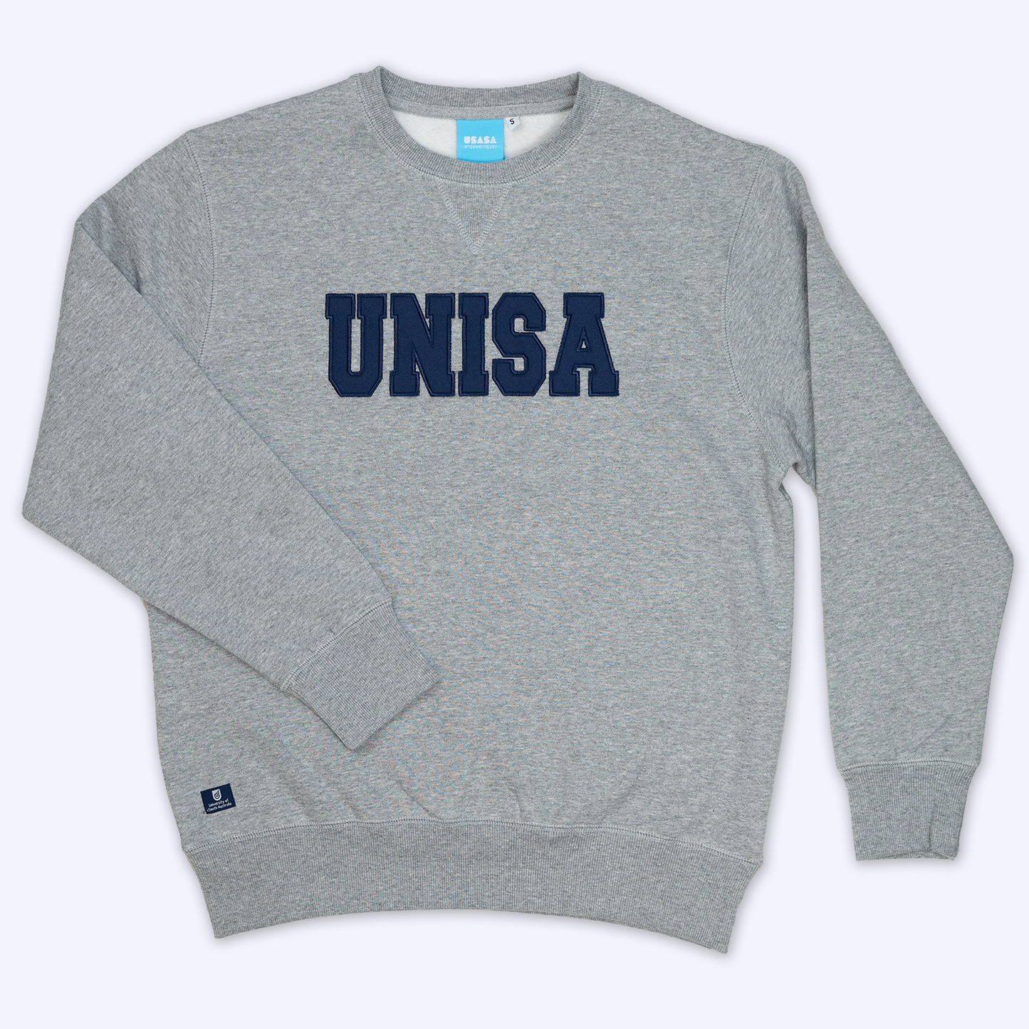 Crew Neck Jumper in Grey Marle- UNISA Block logo