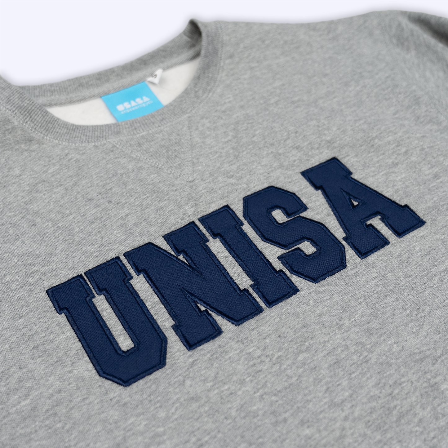 Crew Neck Jumper in Grey Marle- UNISA Block logo