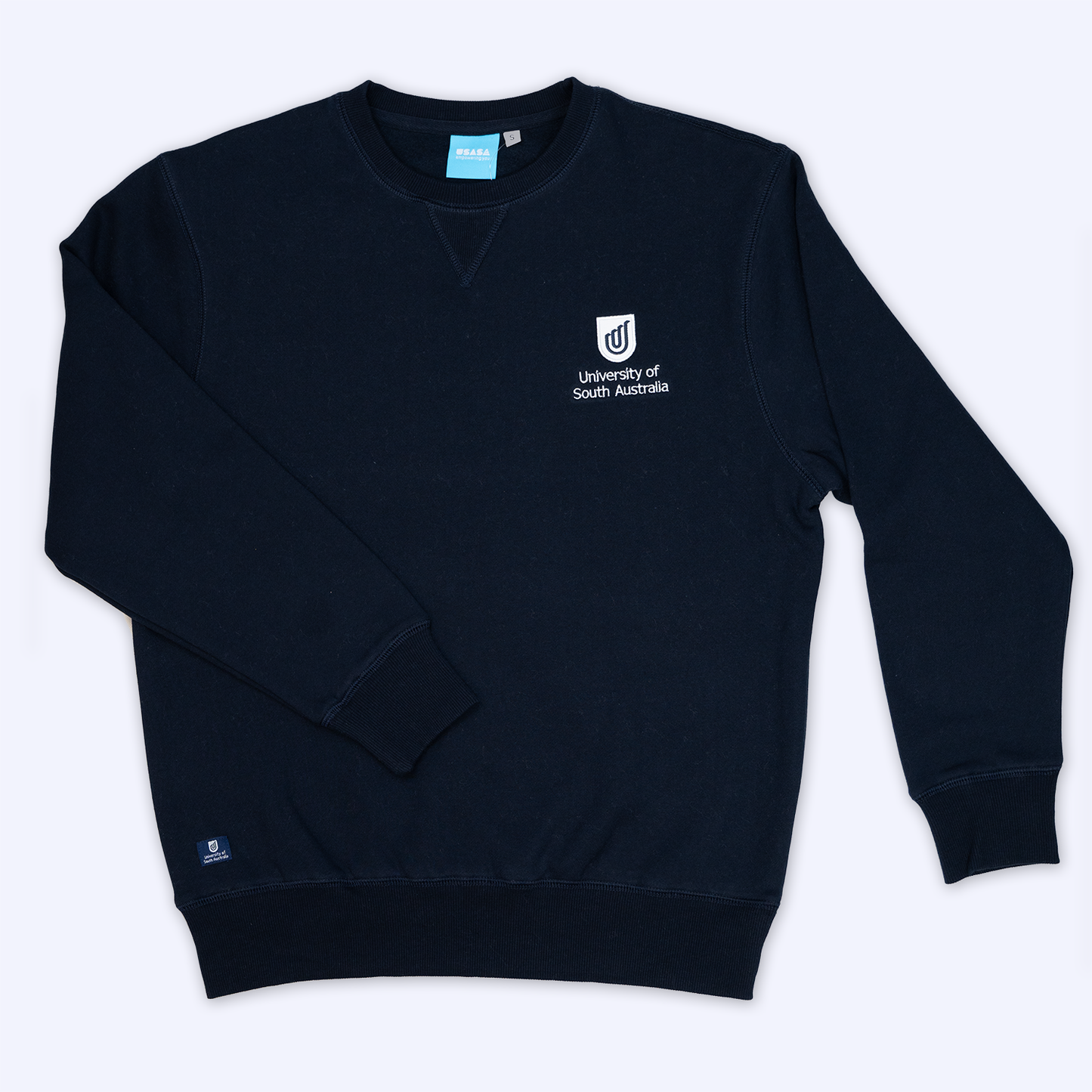 Crew Neck Jumper in Navy- Traditional Logo