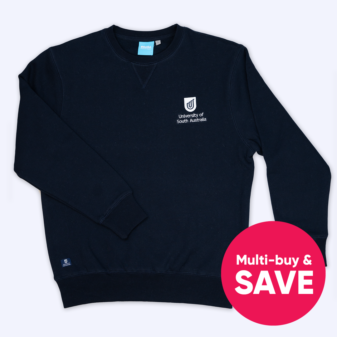 Crew Neck Jumper in Navy- Traditional Logo